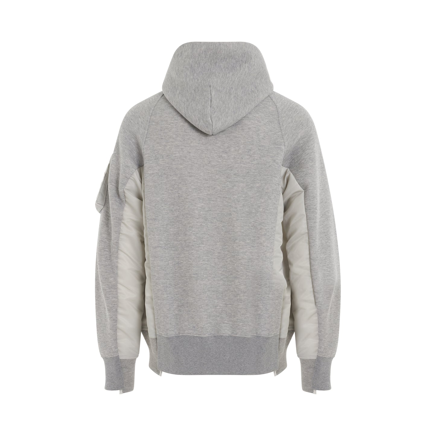 Sponge Sweat x Nylon Twill Panelled Hoodie in Light Grey