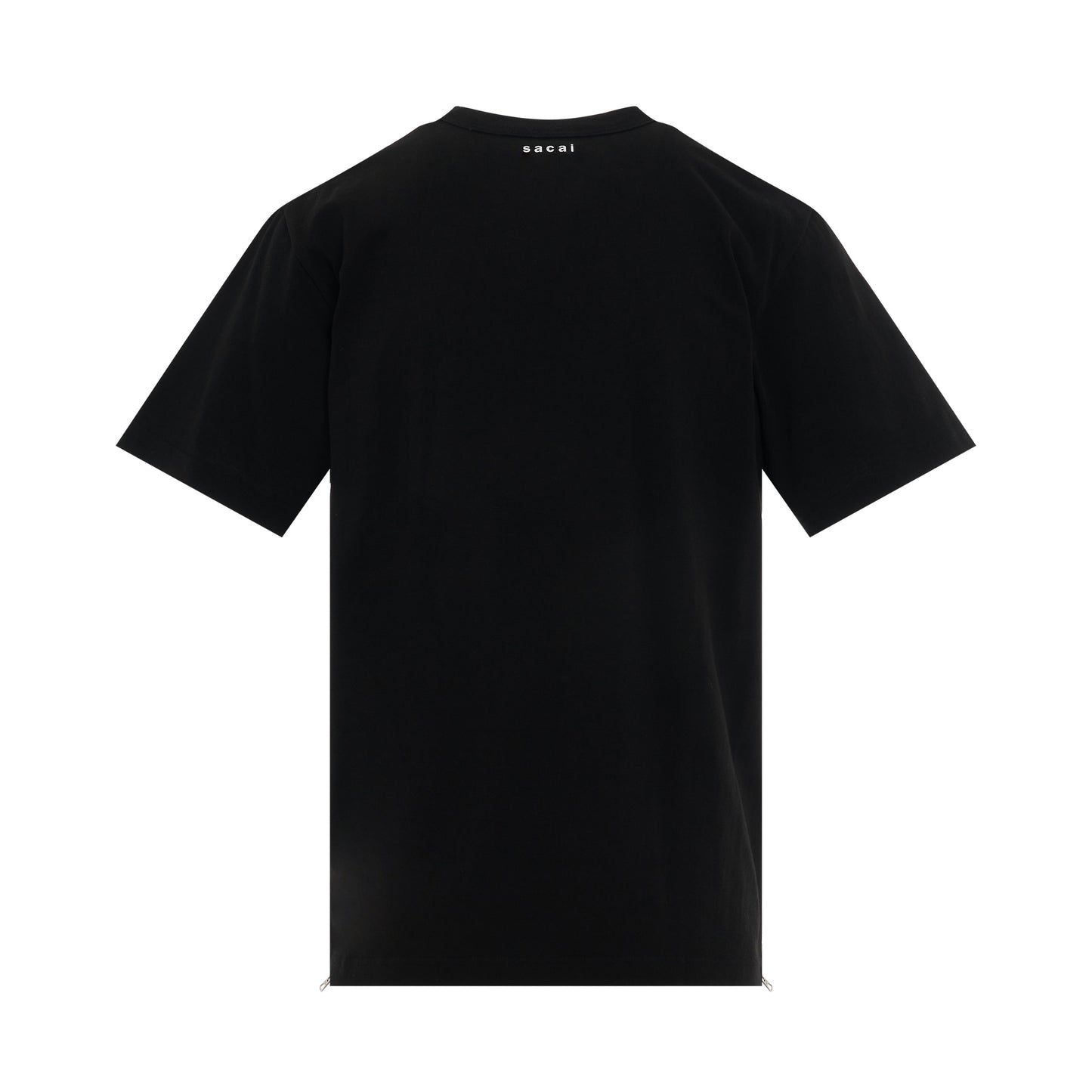 Cotton Side Zip T-Shirt in Black