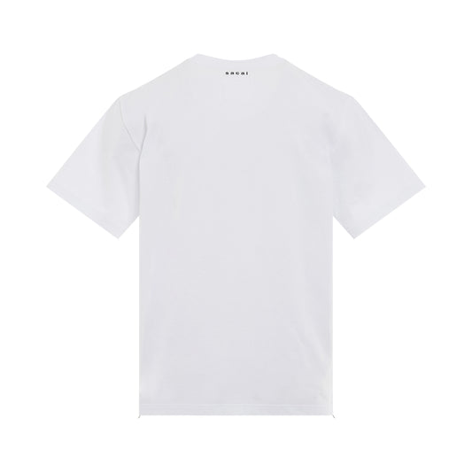 Cotton Side Zip T-Shirt in White