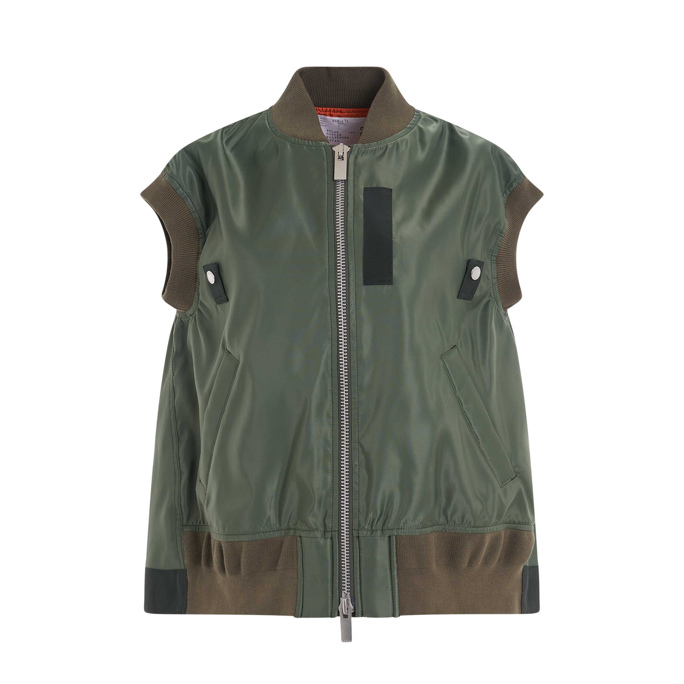 Nylon Twill Vest in Khaki