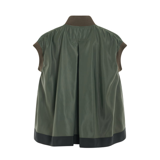 Nylon Twill Vest in Khaki