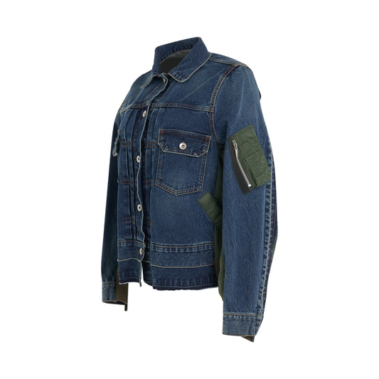 Denim & Nylon Twill Jacket in Blue