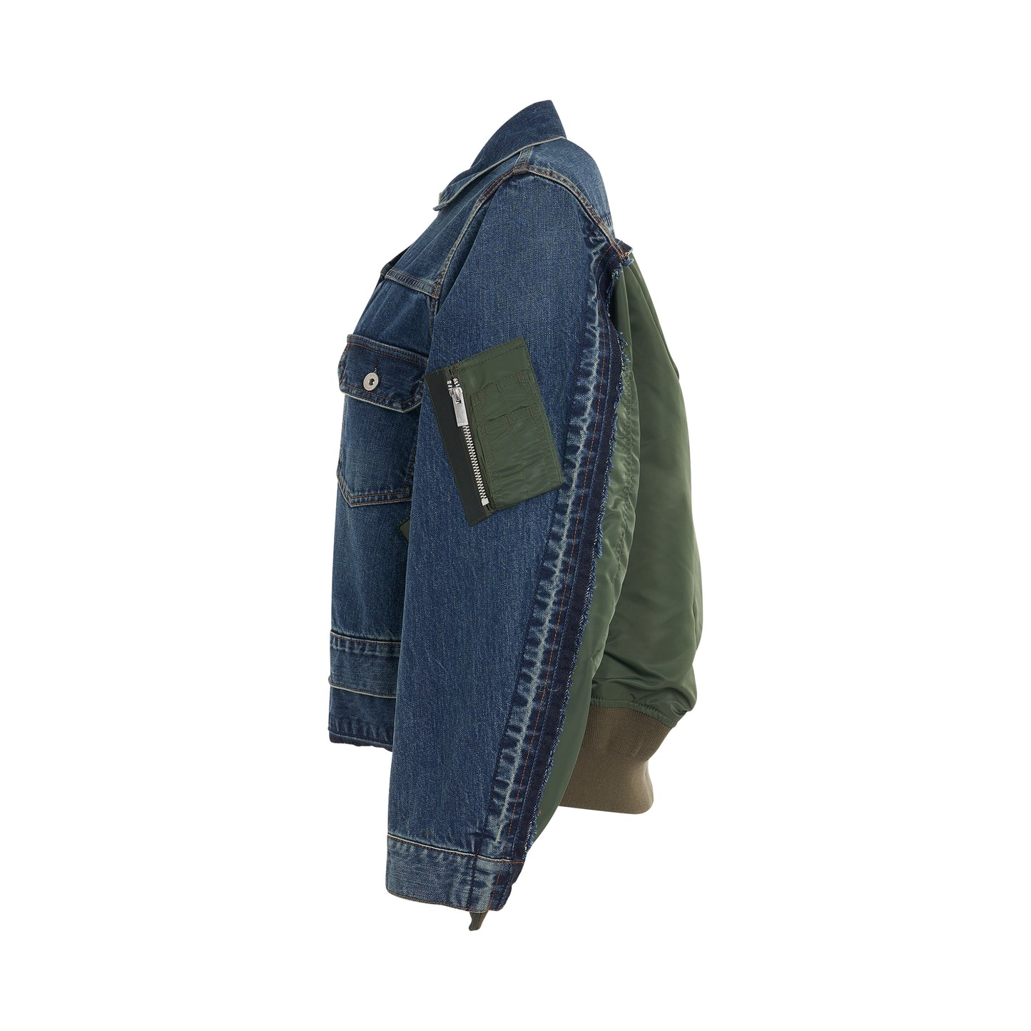 Denim & Nylon Twill Jacket in Blue