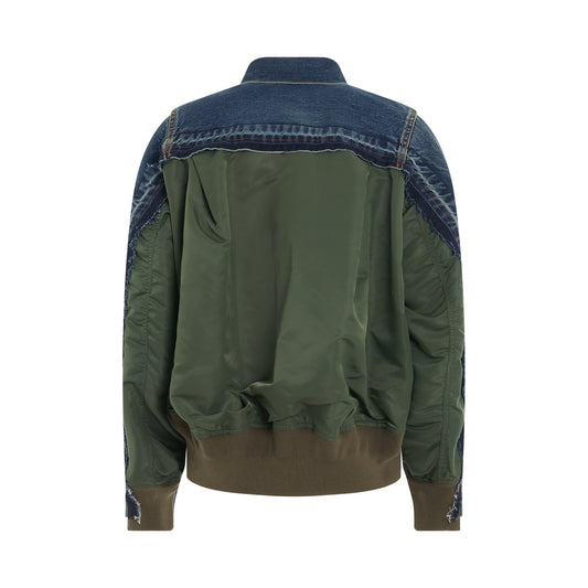 Denim & Nylon Twill Jacket in Blue