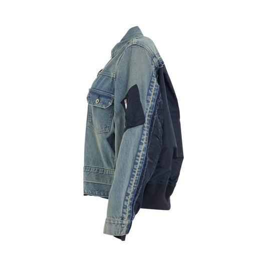 Denim & Nylon Twill Jacket in Light Blue