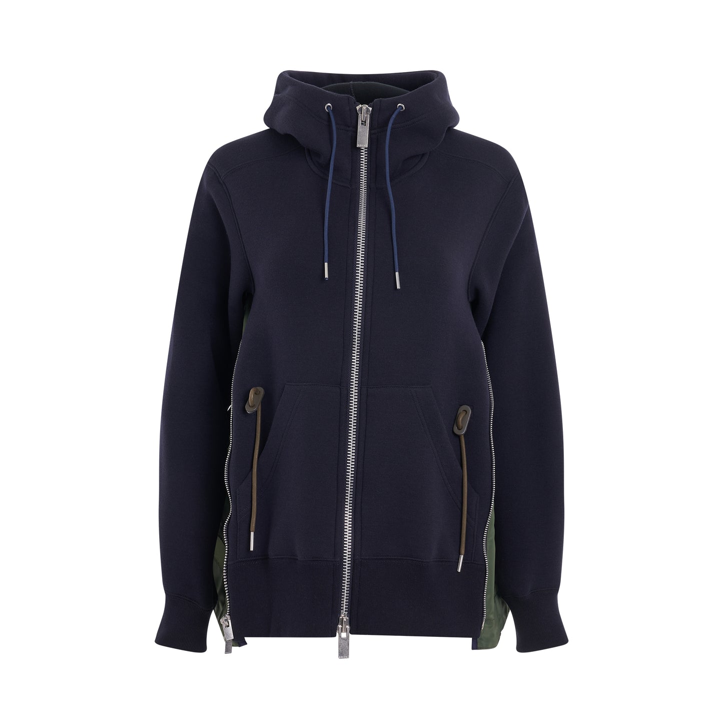 Sponge Sweat & Nylon Twill Hoodie in Navy