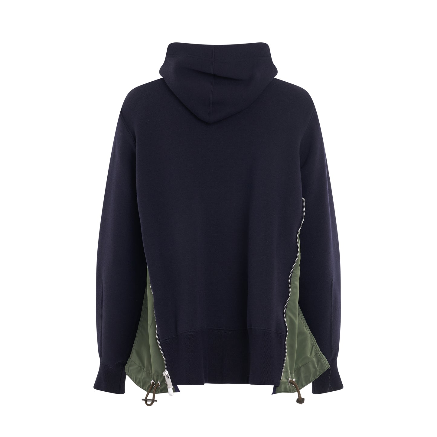 Sponge Sweat & Nylon Twill Hoodie in Navy