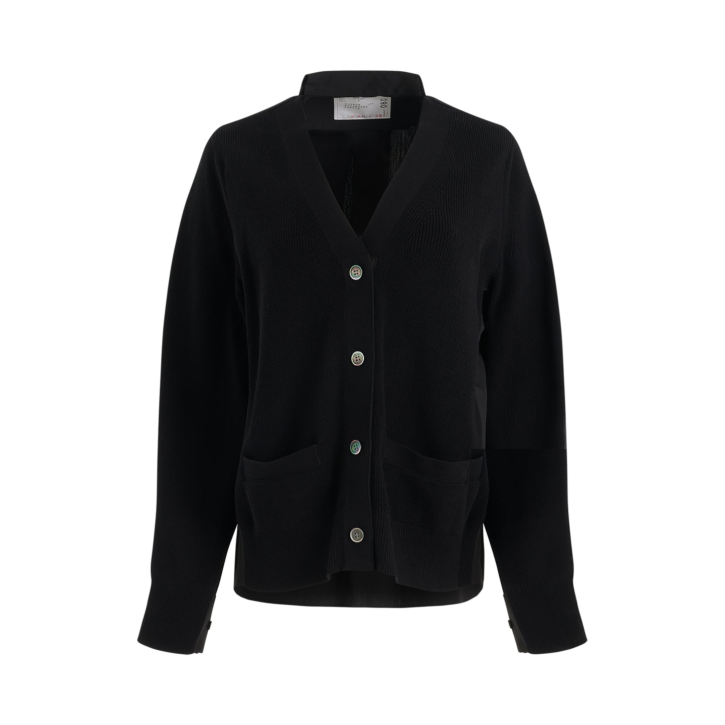 Panelled Cotton Cardigan in Black