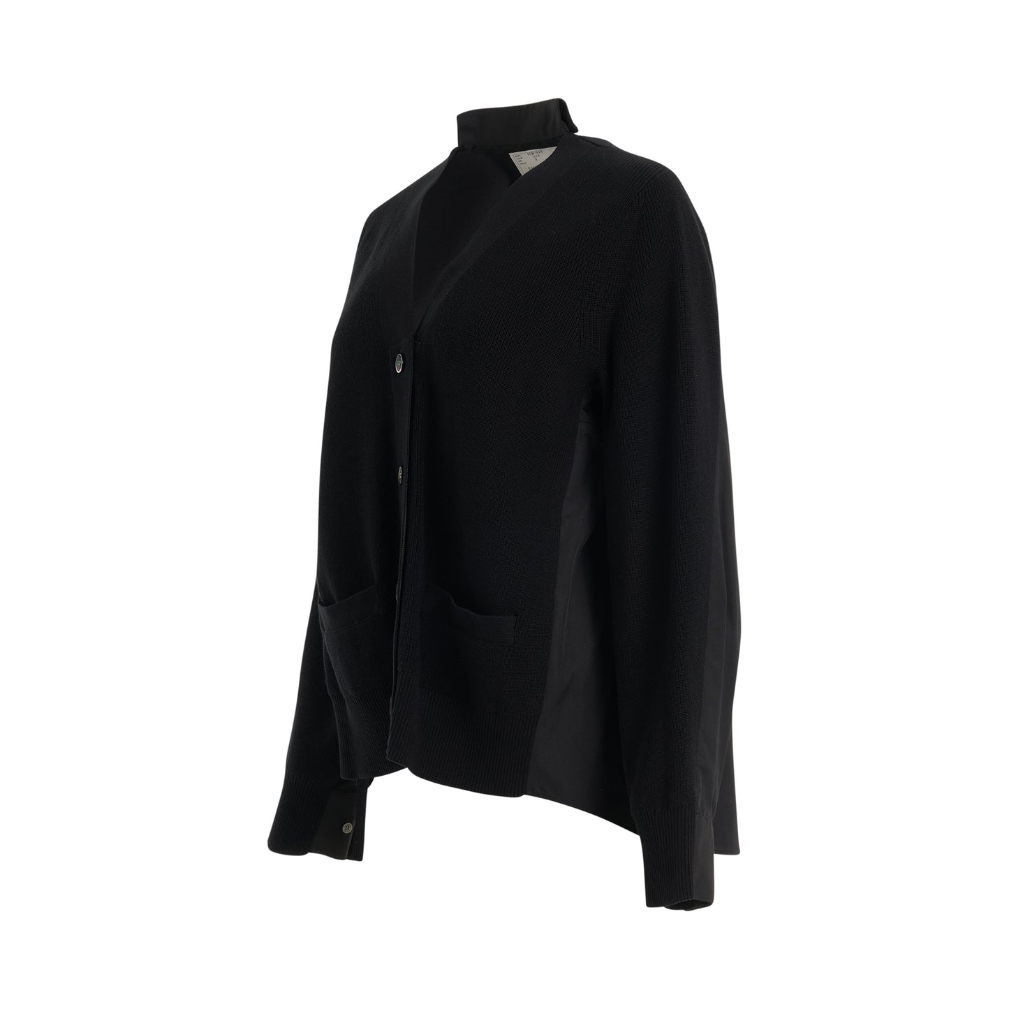 Panelled Cotton Cardigan in Black