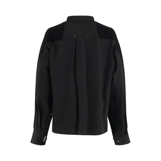 Panelled Cotton Cardigan in Black