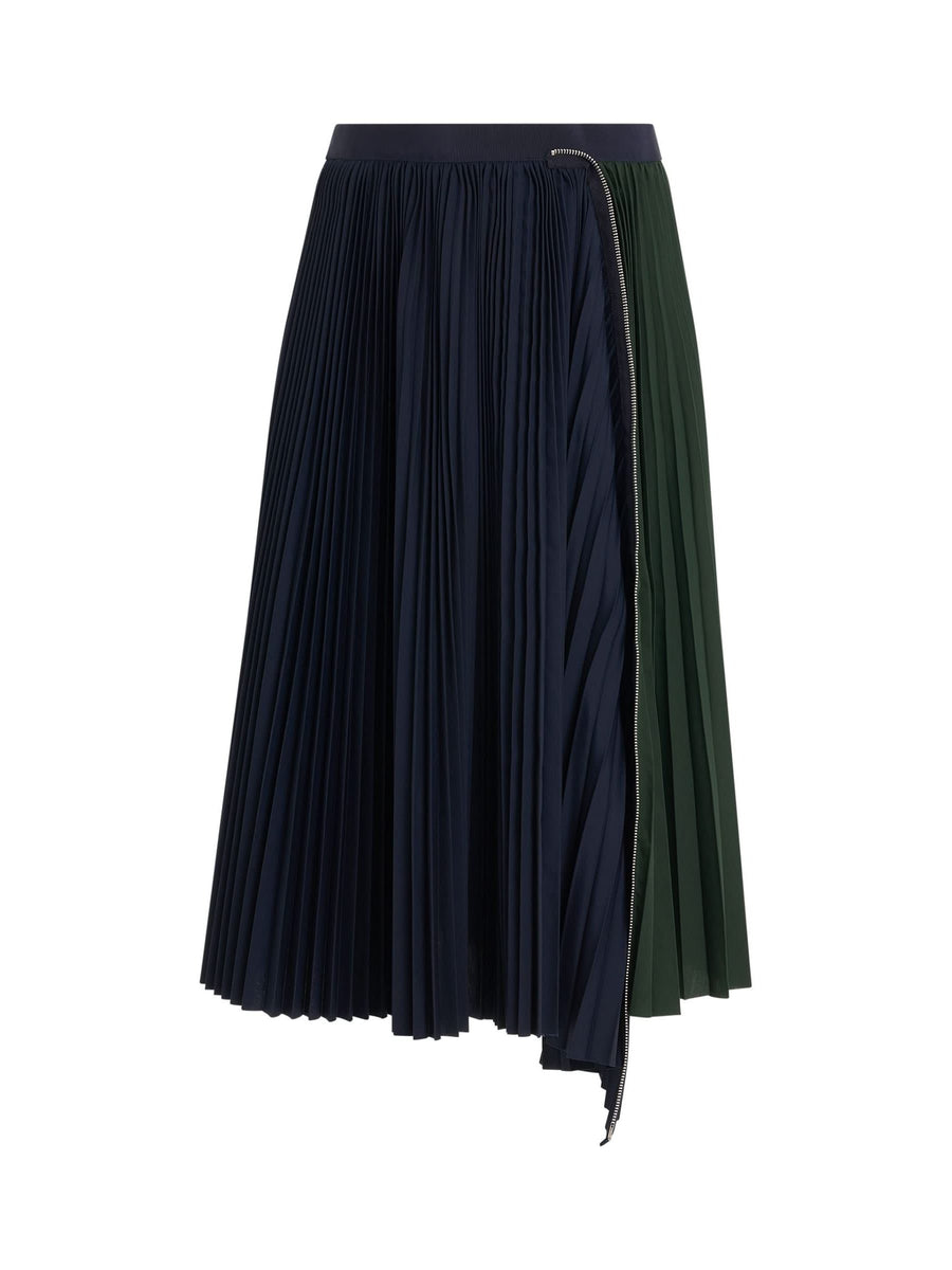 Cotton Zipper Skirt in Navy