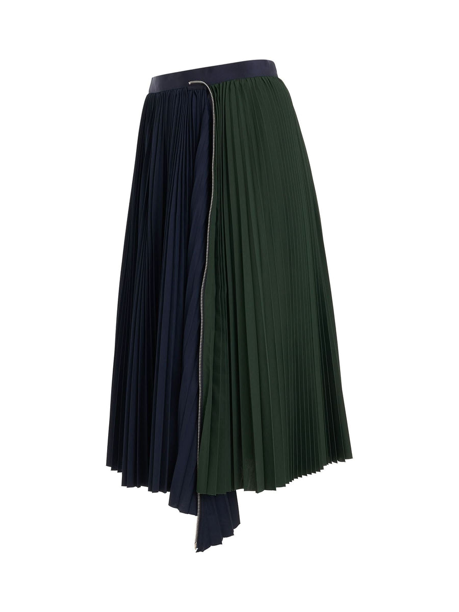Cotton Zipper Skirt in Navy