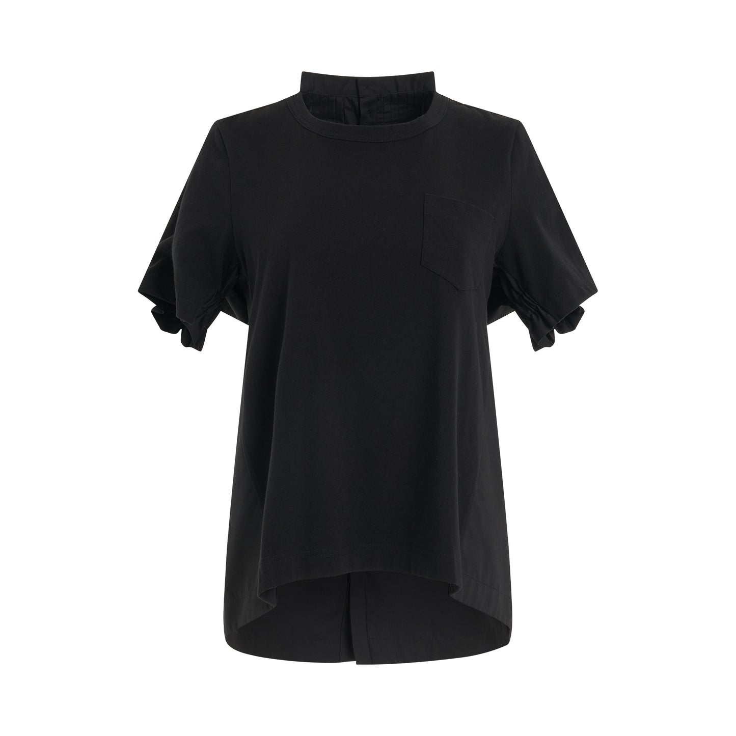 Panelled Cotton T-Shirt in Black