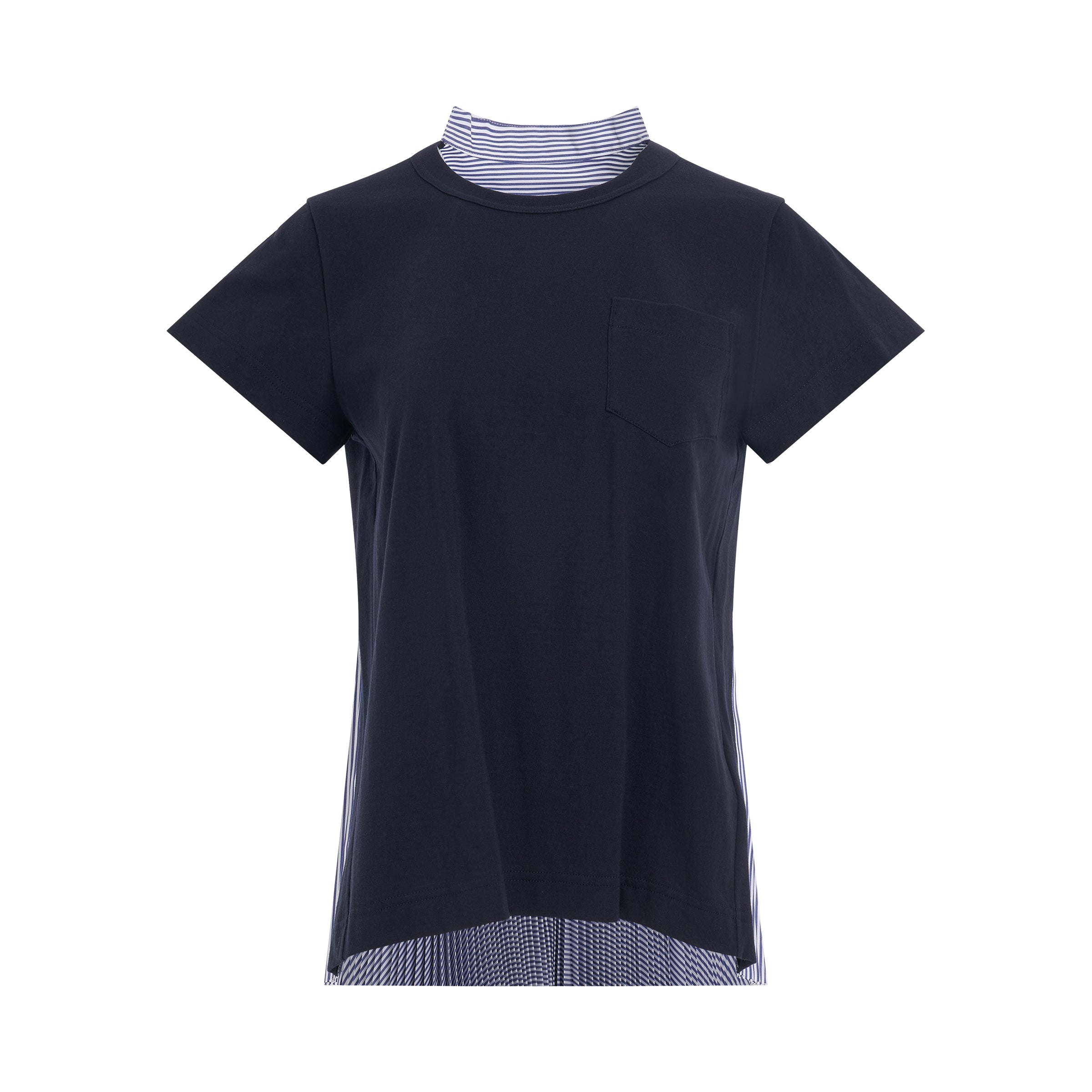 Contrast Panel T-Shirt in Navy/Stripe