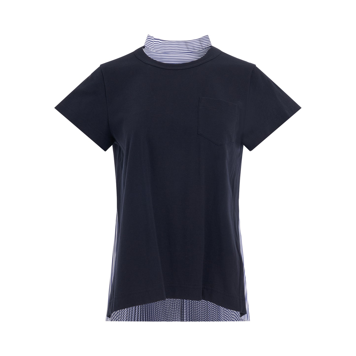 Contrast Panel T-Shirt in Navy/Stripe