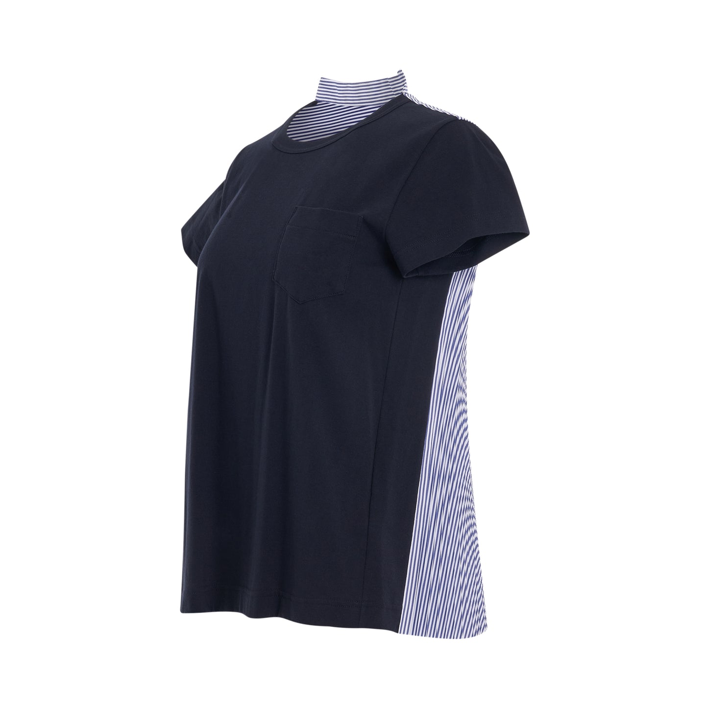 Contrast Panel T-Shirt in Navy/Stripe