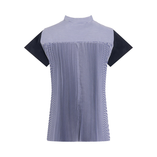 Contrast Panel T-Shirt in Navy/Stripe