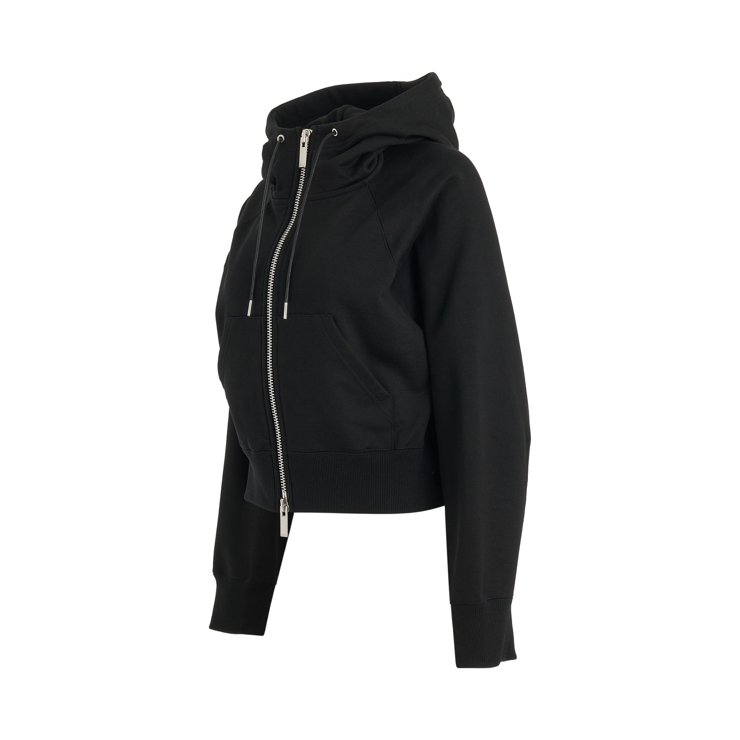 S Sweat Jersey Zip Hoodie in Black