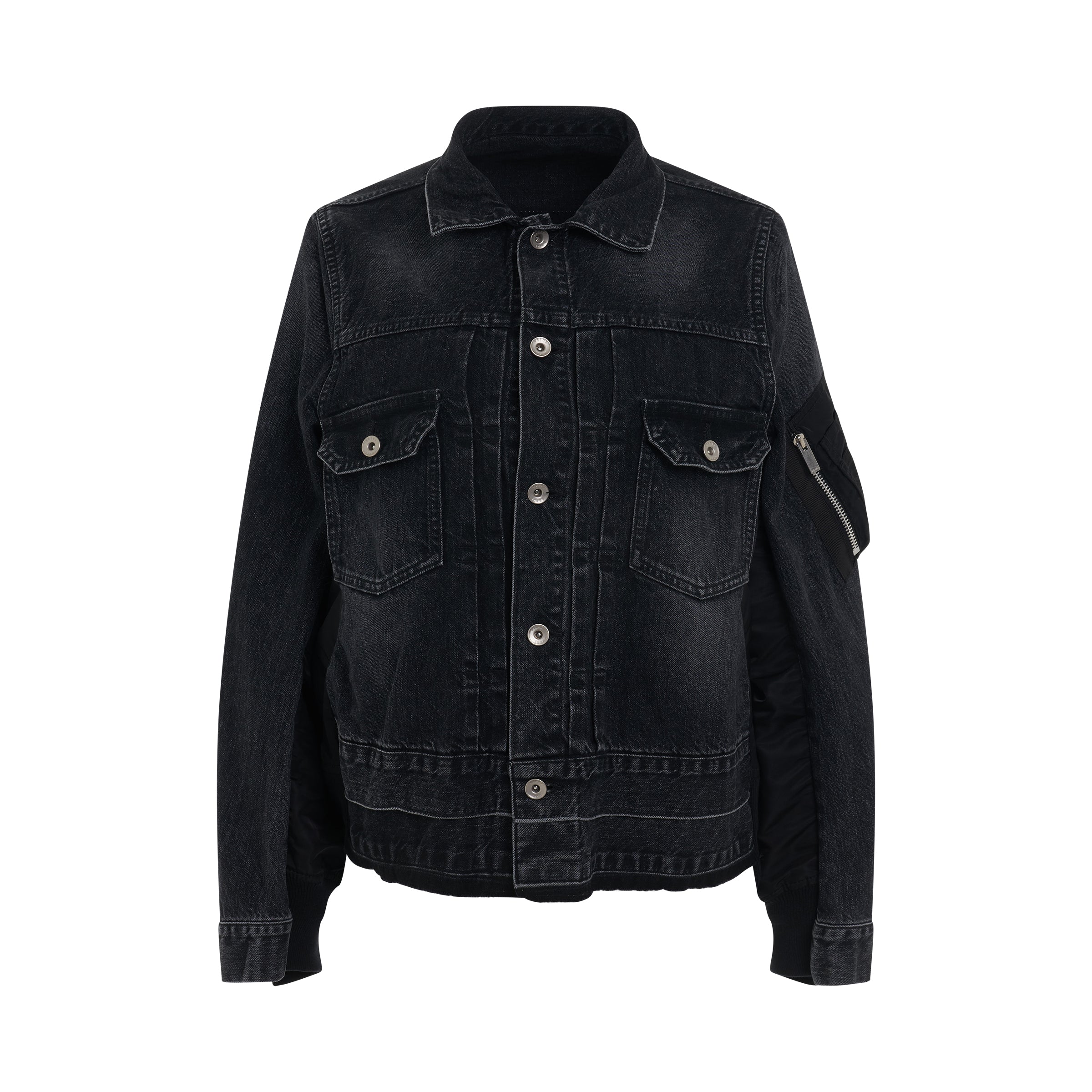 Classic Denim x Nylon Twill Jacket in Black