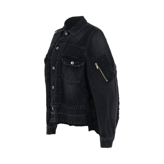 Classic Denim x Nylon Twill Jacket in Black