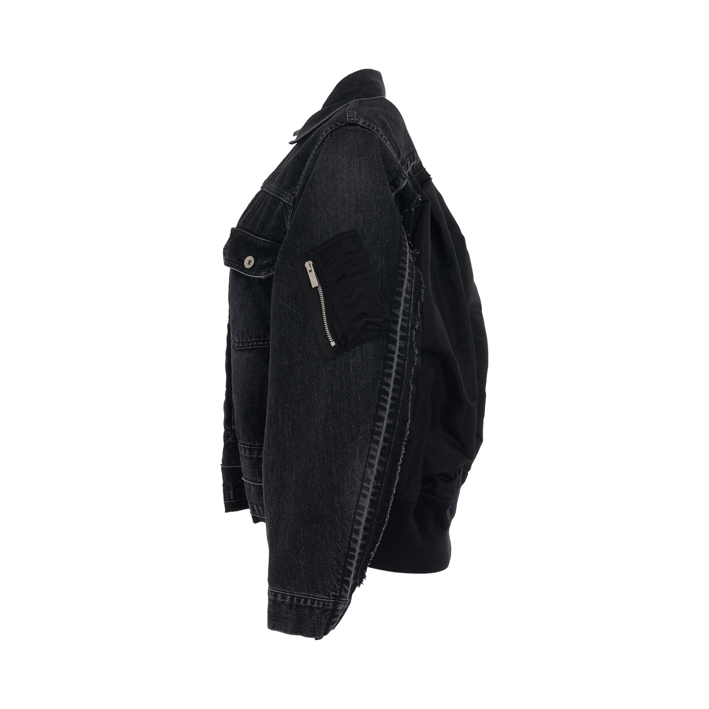 Classic Denim x Nylon Twill Jacket in Black