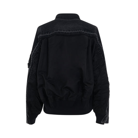 Classic Denim x Nylon Twill Jacket in Black