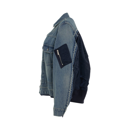 Classic Denim x Nylon Twill Jacket in Light Blue