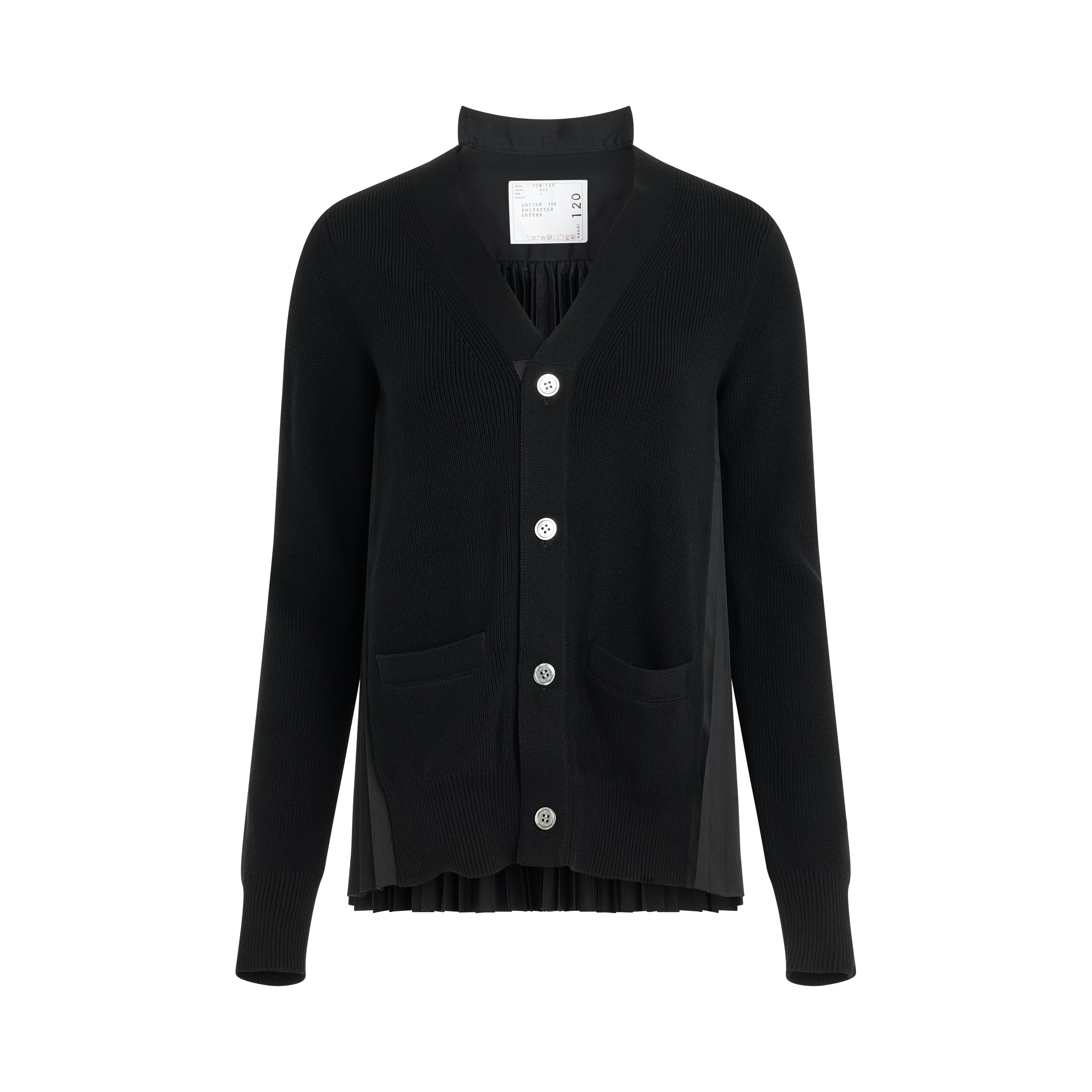 Cotton Knit Cardigan in Black