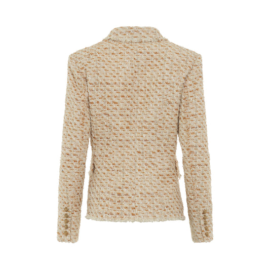 6 Button Tweed Jacket in Multi Beige