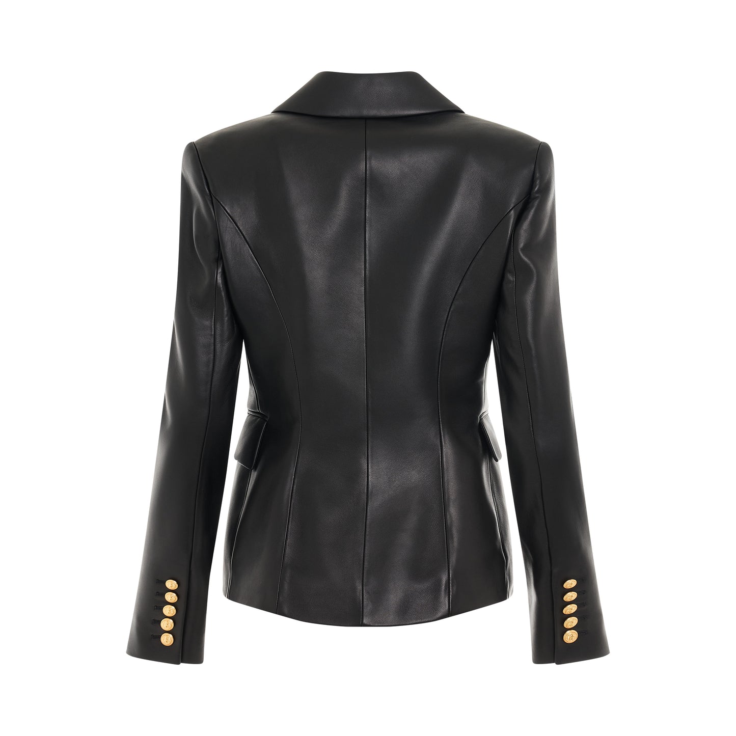 6 Buttons Leather Jacket in Black