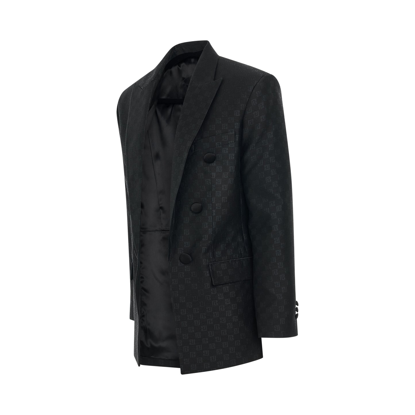 Monogram Jacquard 6 Buttons Jacket in Black