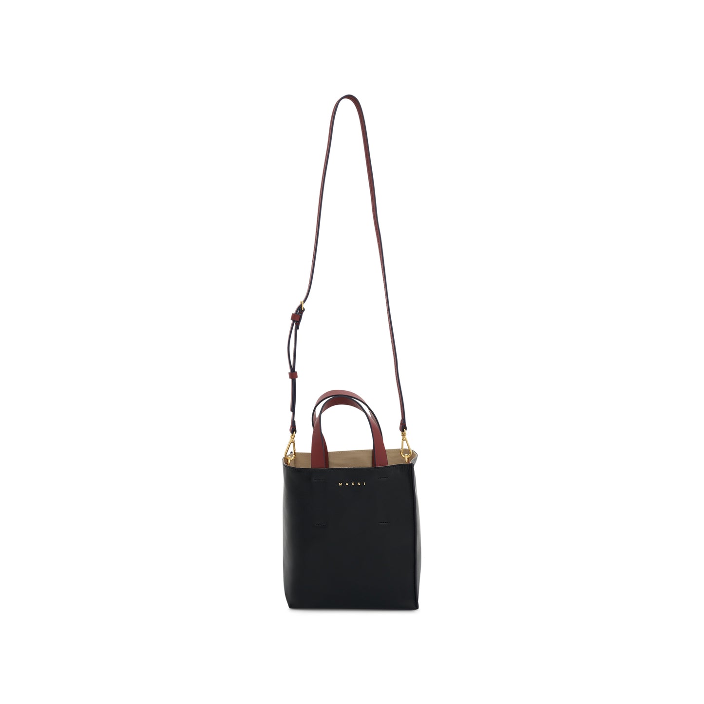 Museo Soft Leather Tote Bag in Black/Mercury/Burgundy