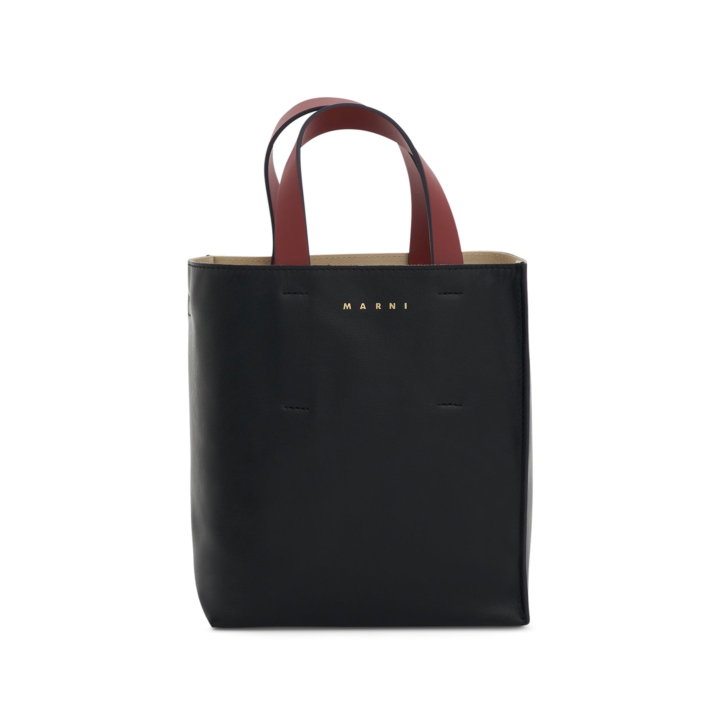 Museo Soft Leather Tote Bag in Black/Mercury/Burgundy