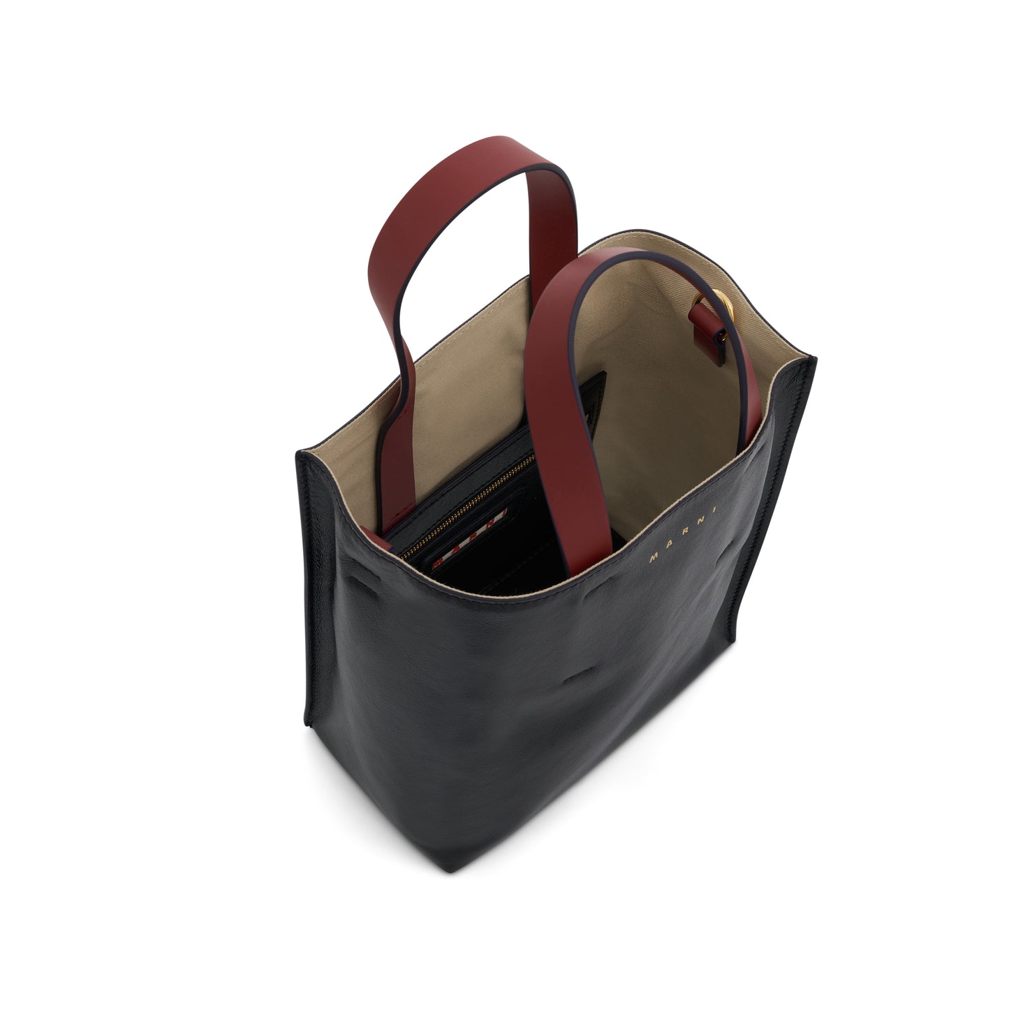 Museo Soft Leather Tote Bag in Black/Mercury/Burgundy