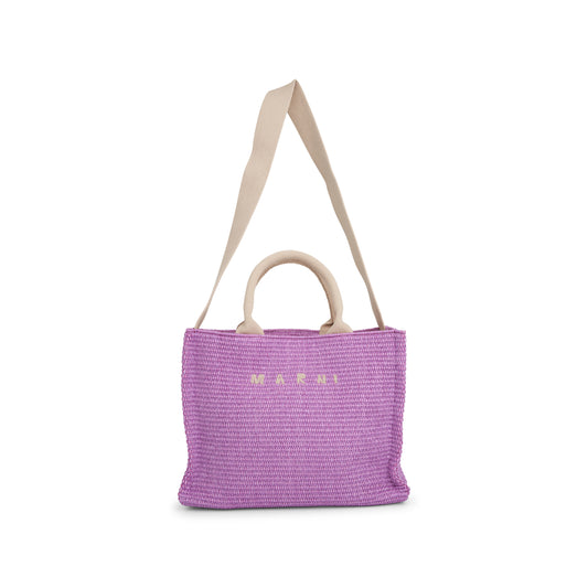 Raffia Small Tote Bag in Light Lilac