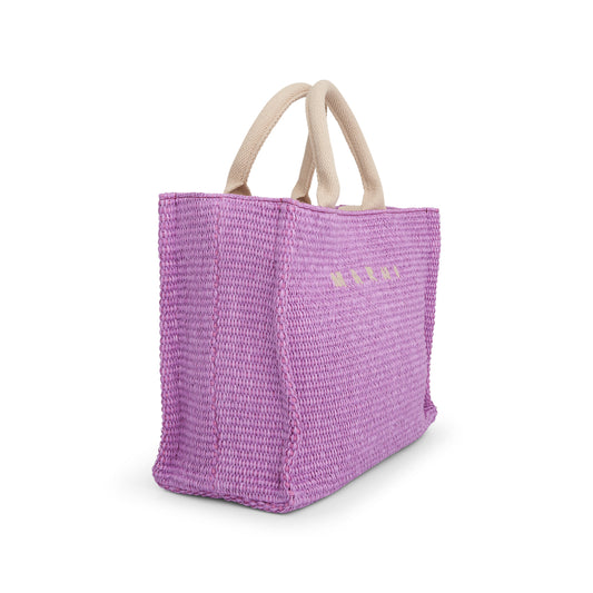 Raffia Small Tote Bag in Light Lilac