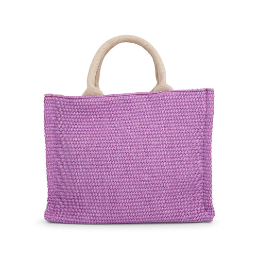 Raffia Small Tote Bag in Light Lilac