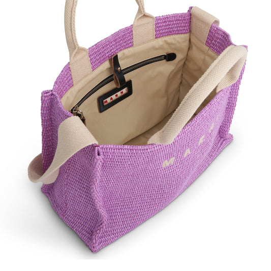 Raffia Small Tote Bag in Light Lilac