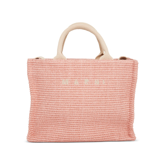 Raffia Small Shopping Bag in Pink