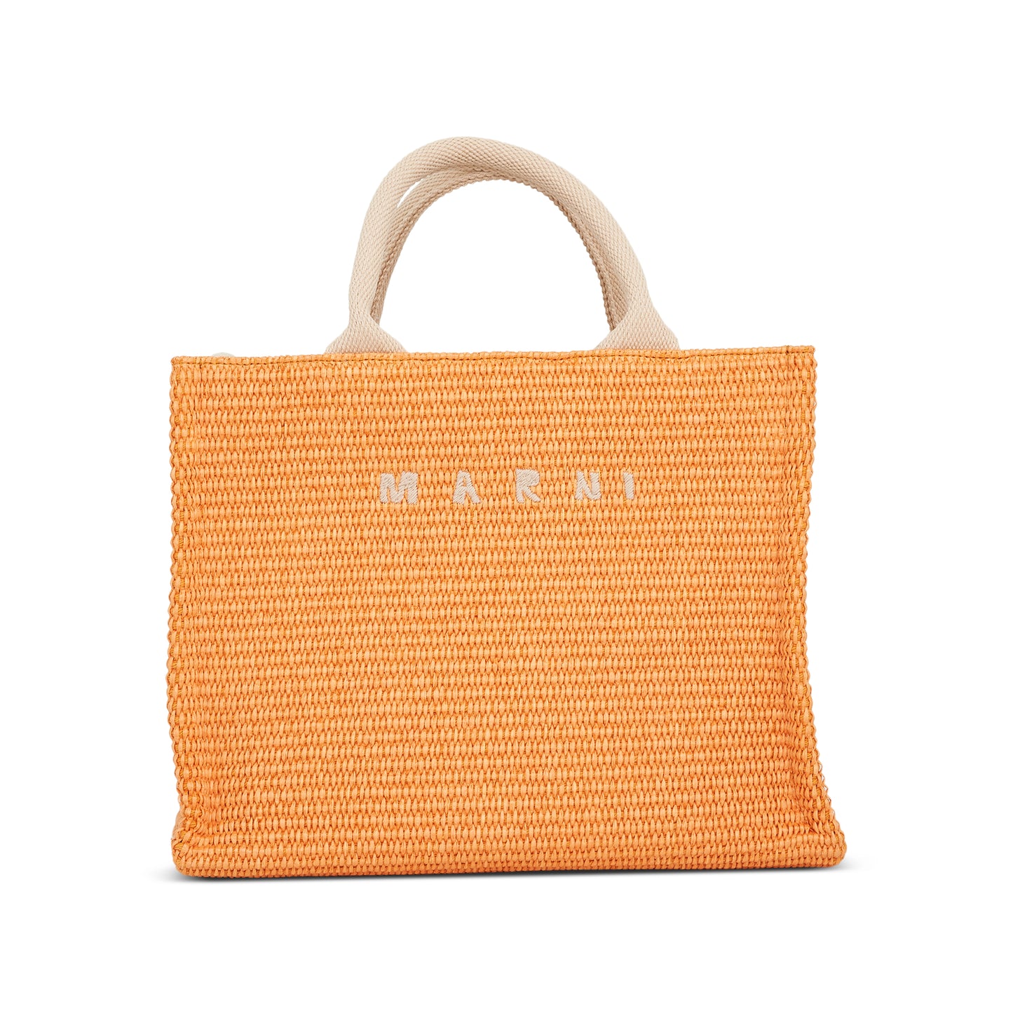 Raffia Small Shopping Bag in Orange