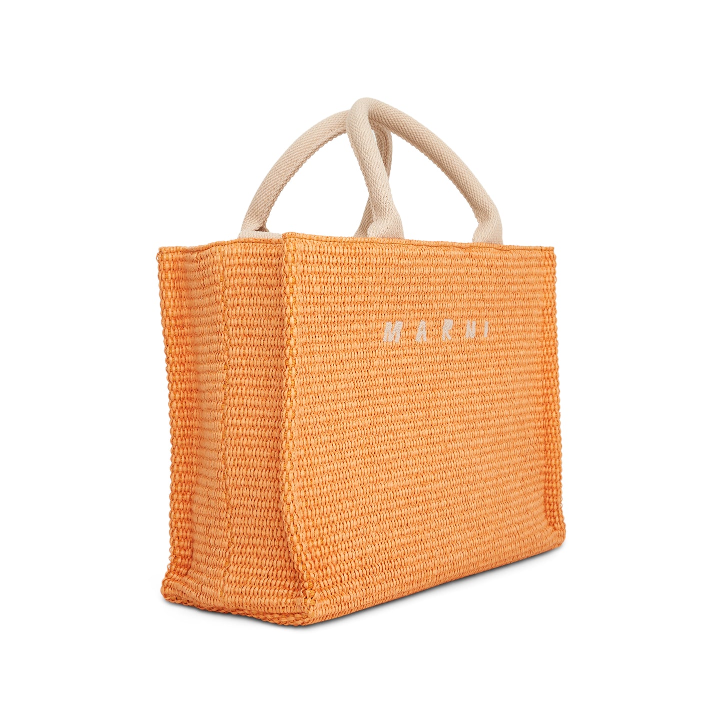 Raffia Small Shopping Bag in Orange
