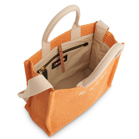 Raffia Small Shopping Bag in Orange