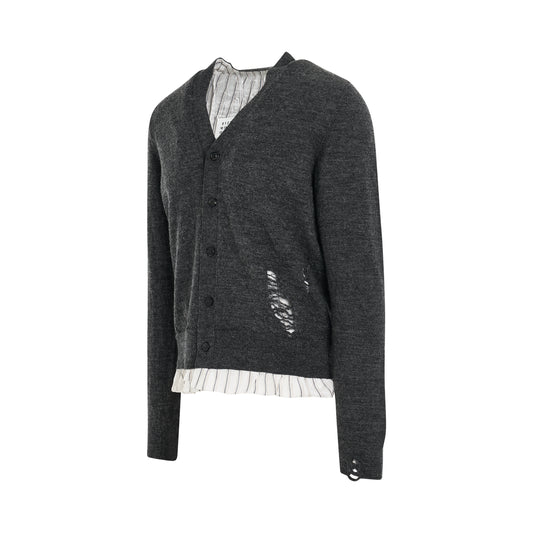 Distressed Cardigan in Dark Grey