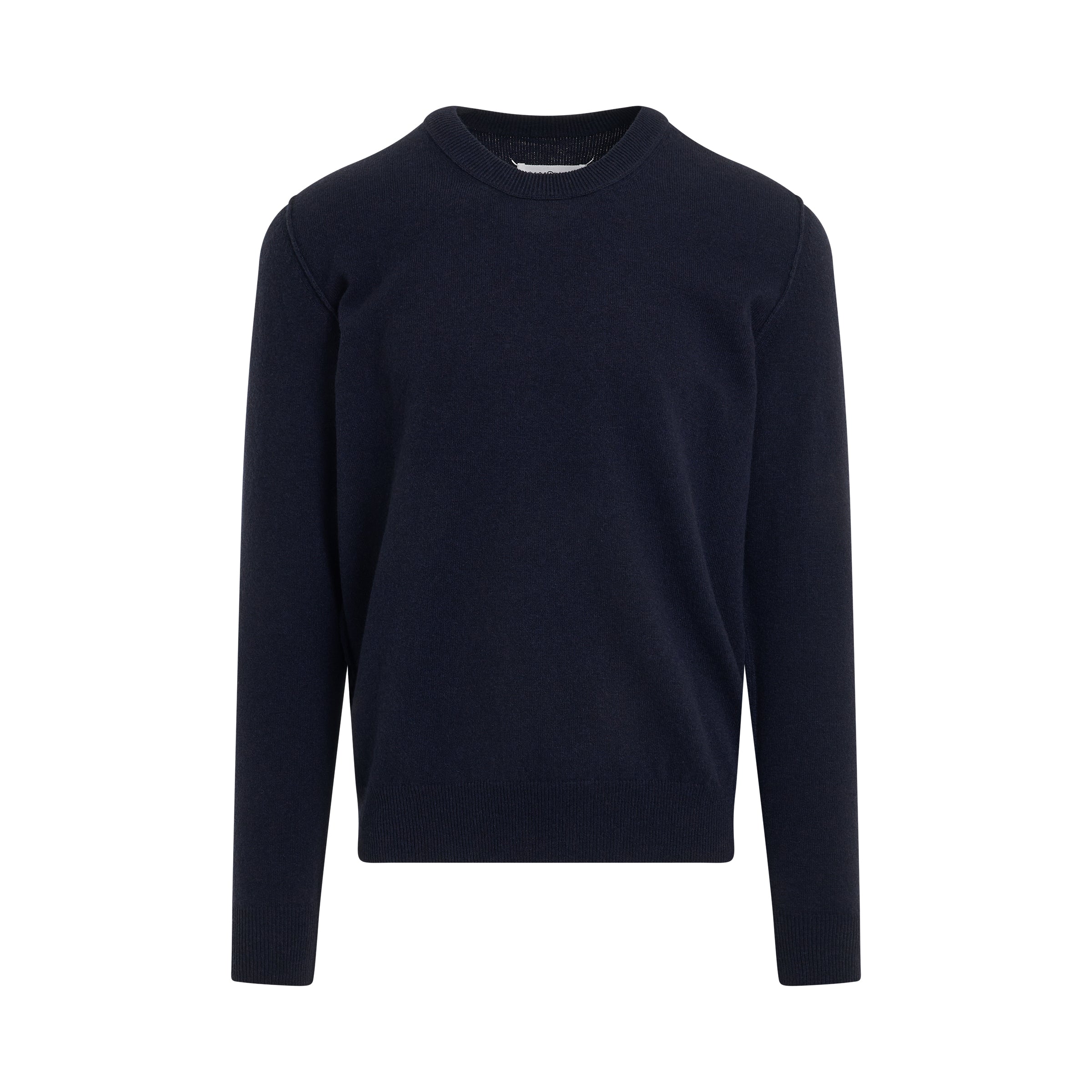 Classic Crew-Neck Knit Sweater in Navy