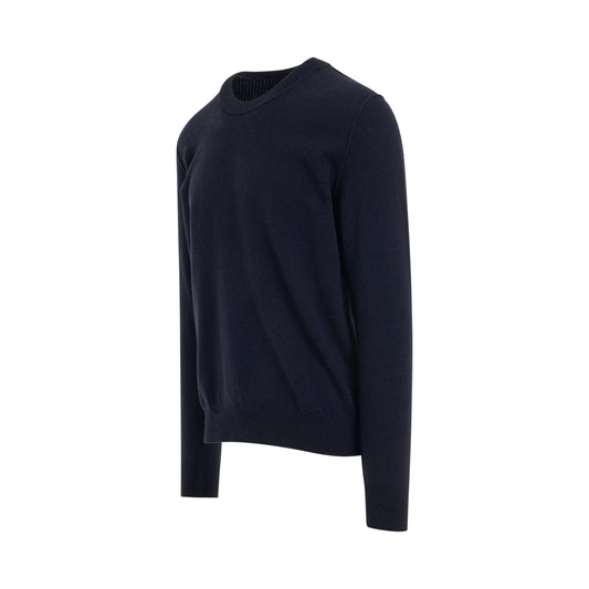 Classic Crew-Neck Knit Sweater in Navy