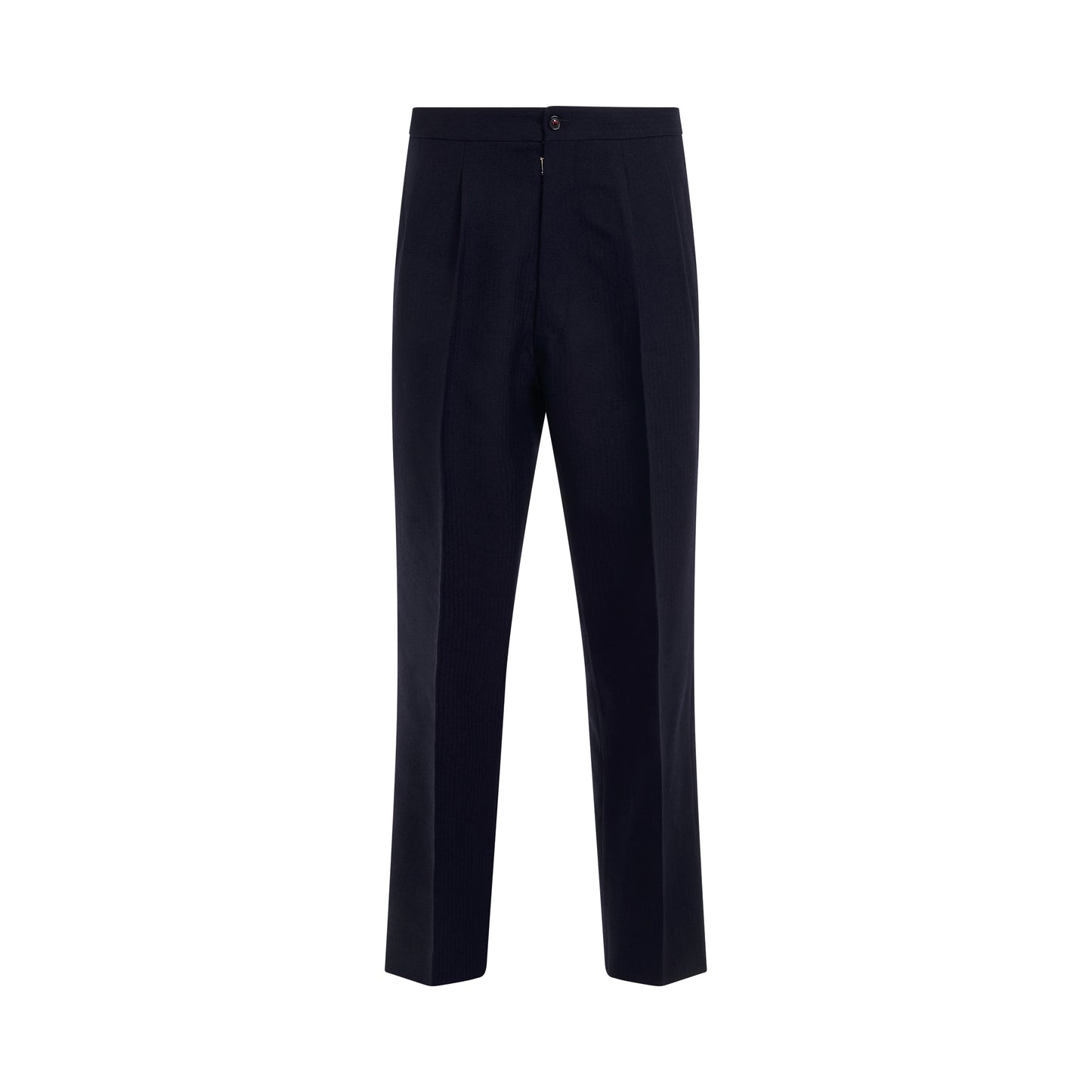 Wool Herringbone Trousers in Navy