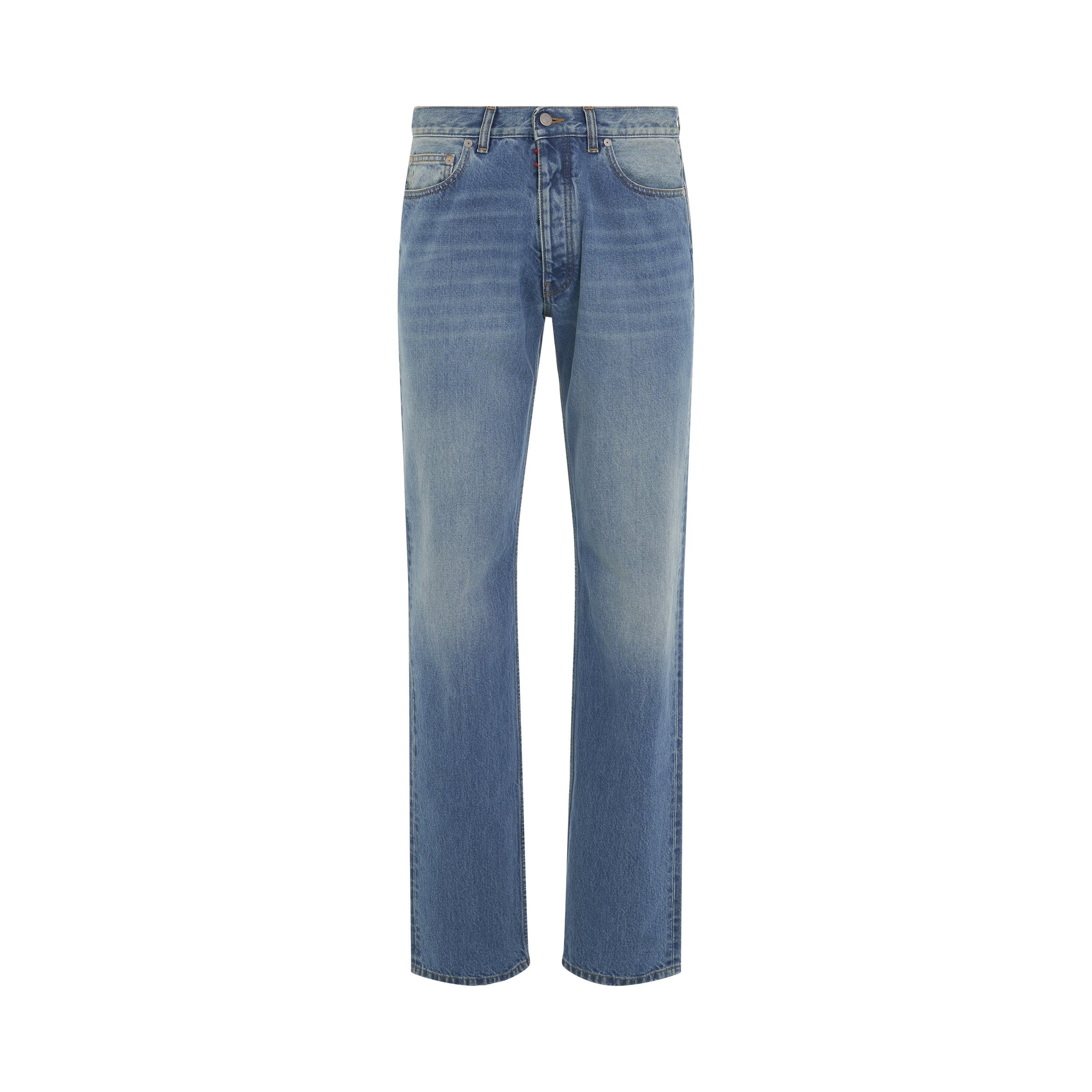 Straight Leg Denim Jeans in Blue