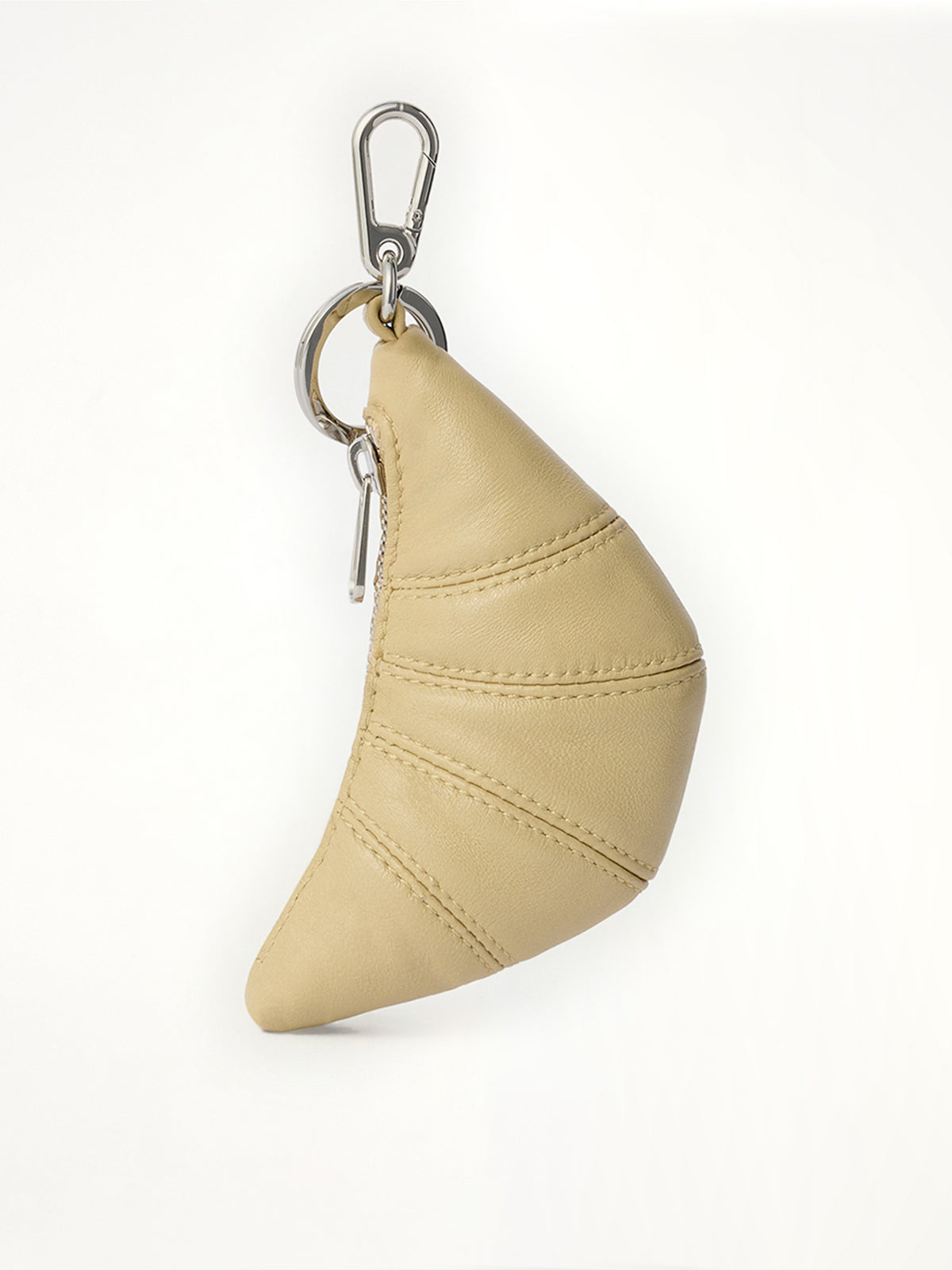 Soft Nappa Mini Croissant Keyring in Sesame