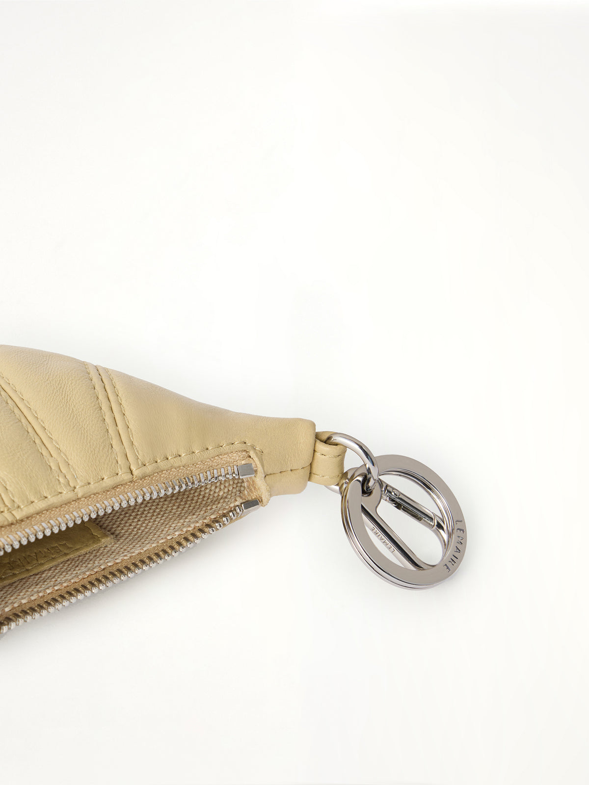 Soft Nappa Mini Croissant Keyring in Sesame