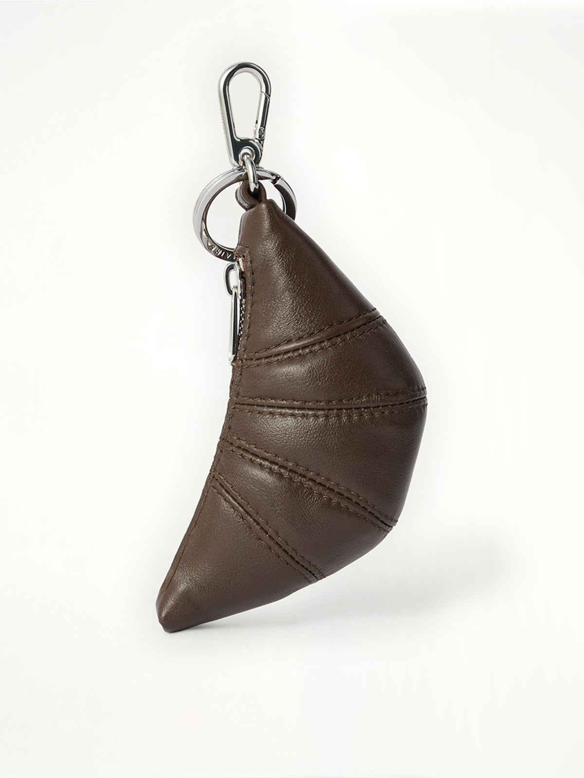 Soft Nappa Mini Croissant Keyring in Otter